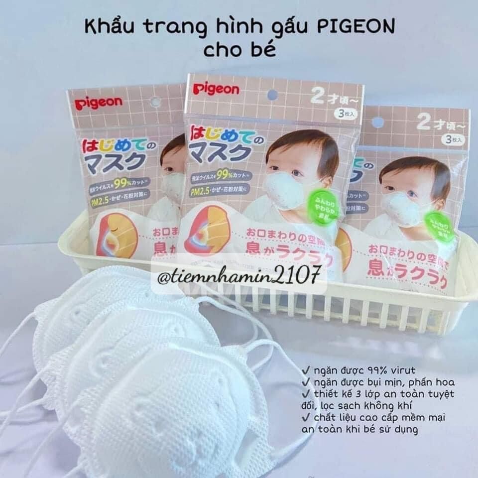 Set 3 khẩu trang gấu Pigeon cho bé từ 3 tháng