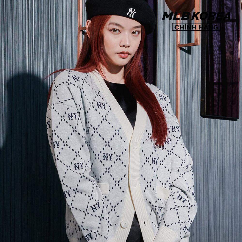 Mlb - áo khoác cardigan unisex cổ v tay dài dia monogram 3akcm0134-50crd