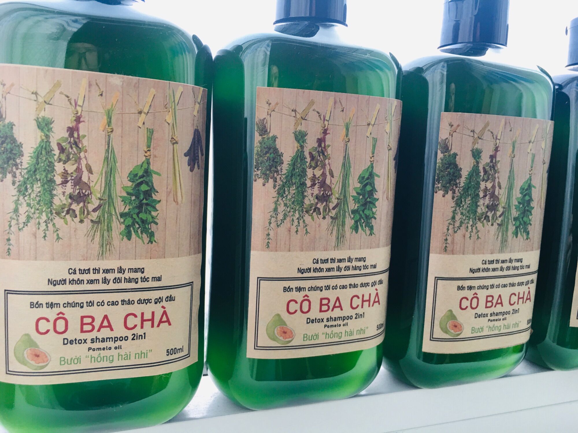 [GỘI ĐẦU DƯỠNG SINH] Tinh chất Bưởi CÔ BA CHÀ Natural Shampoo kích tóc mọc nhanh 500ml