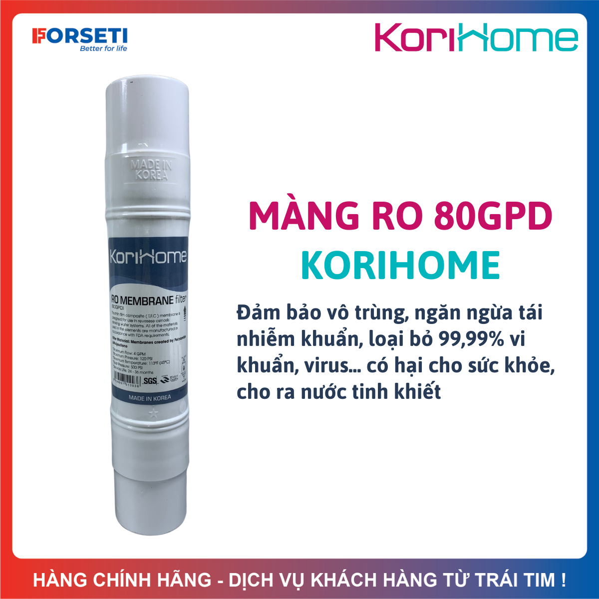 Lõi Lọc RO KORIHOME Hàn Quốc 80GPD