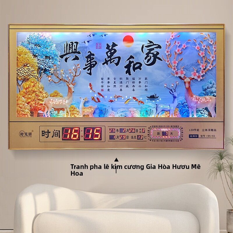 GUANGMANZHI | Đồng Hồ Tường Trang Trí Lịch Vạn Niên Điện Tử Êm Ái