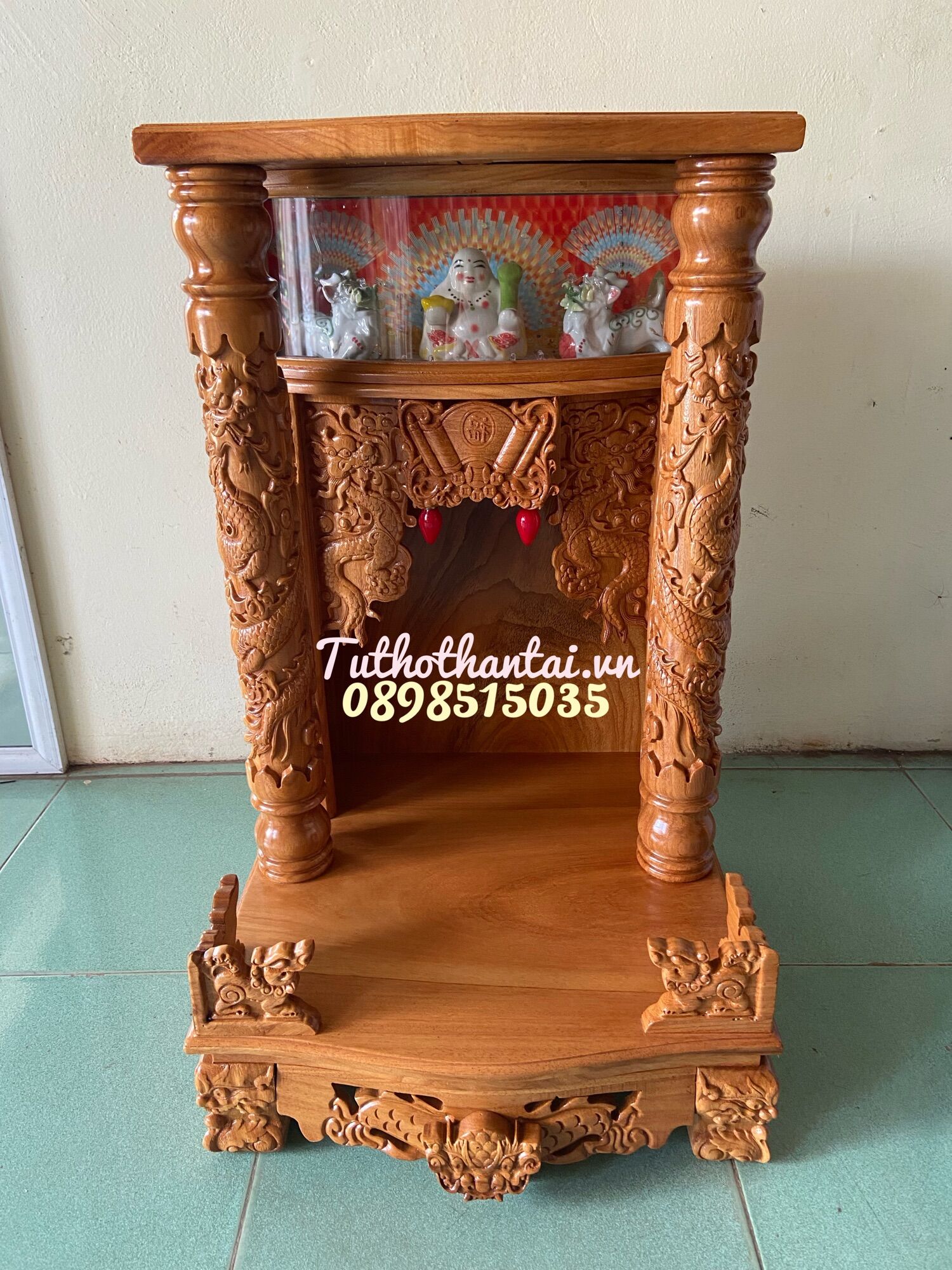 Bàn thờ thần tài ông địa, có hộp đèn 48 x 81cm ( hàng loại 1 )