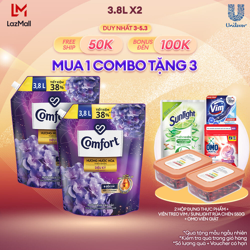 Combo 2 túi nước xả vải Comfort Túi 3.8L