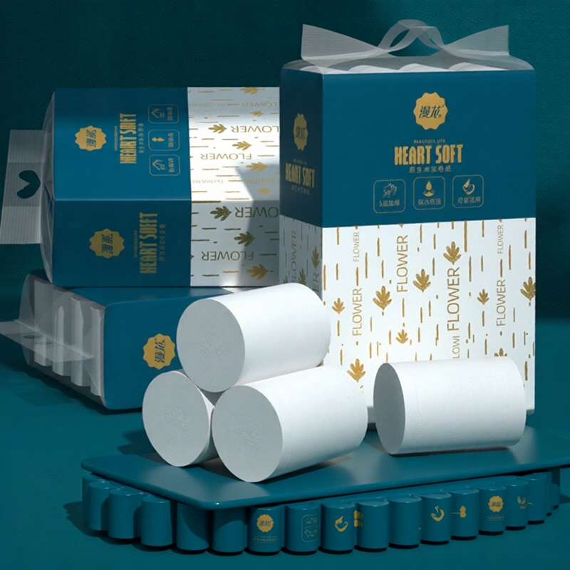 Màn Hoa Giấy Vệ Sinh Không Cuộn 5 Lớp 100g*24 Cuộn Dùng Tại Nhà Giá Cả Phải Chăng Dùng Để Lau Tay