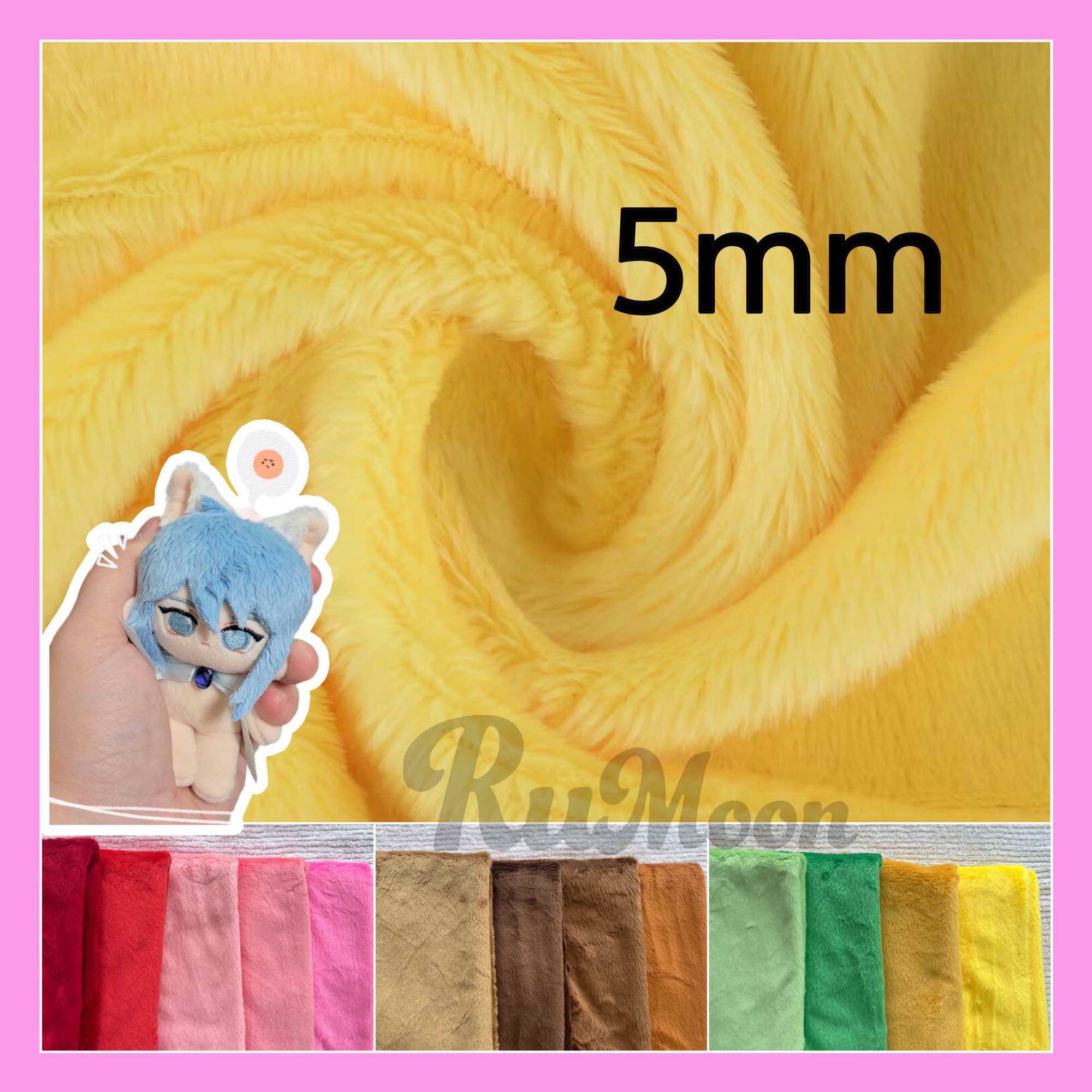 Vải lông nhung pha lê 5mm may tóc cho doll bông