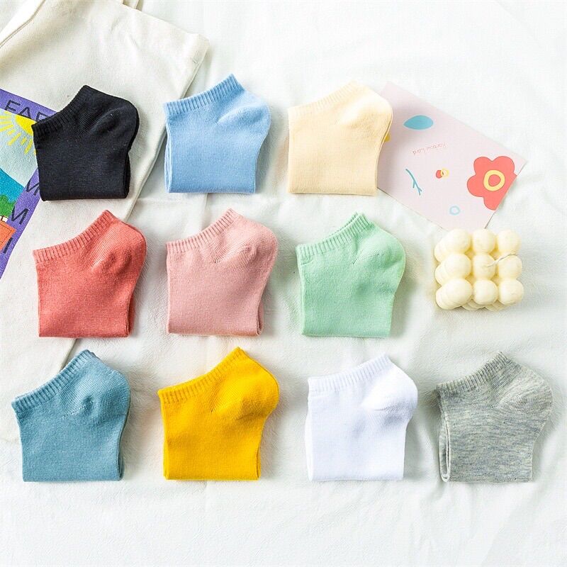 Vớ tất cổ ngắn trơn chất cotton mềm mại