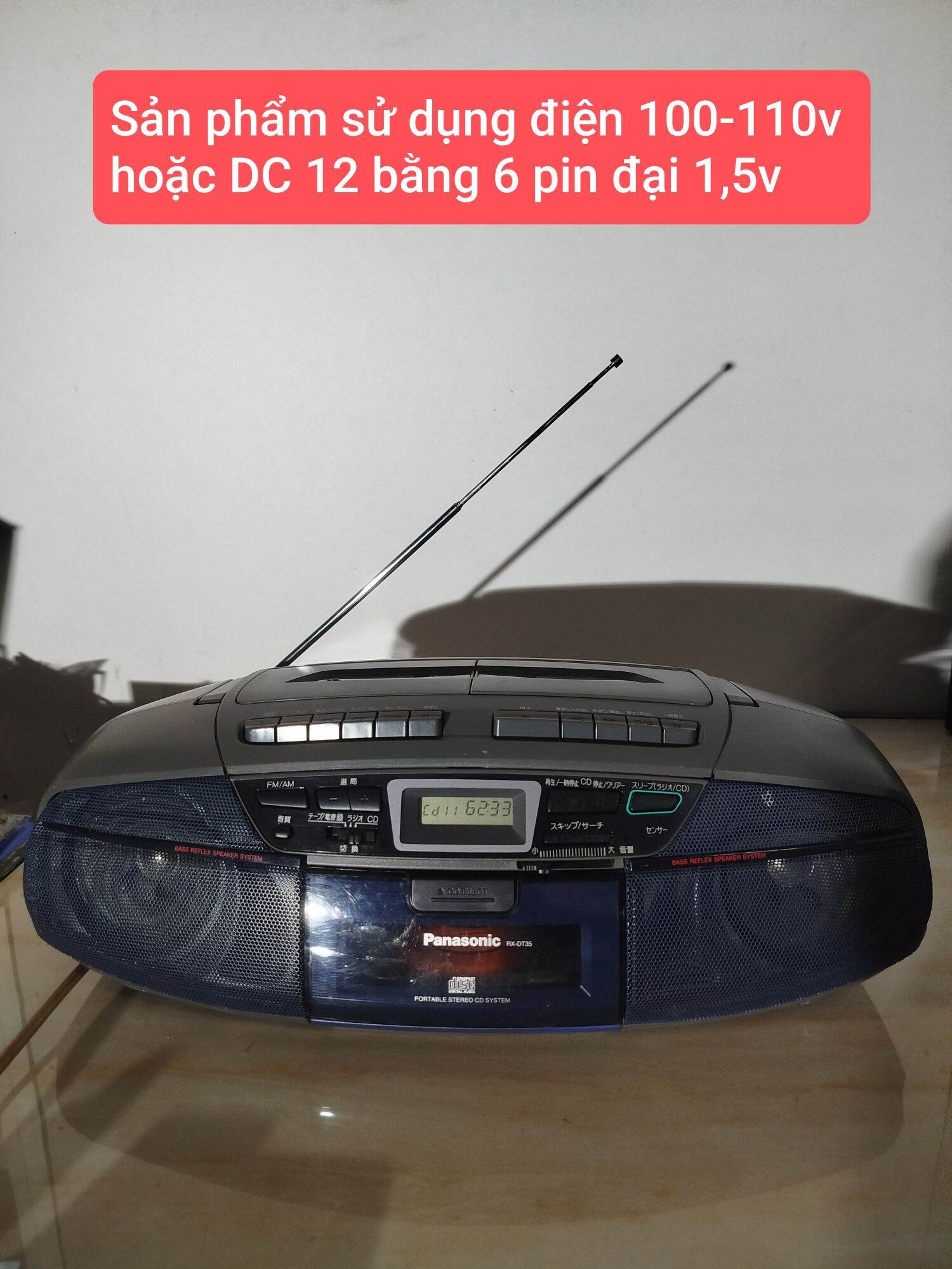 Đài radio và máy nghe nhạc CD/ Cassette PANASONIC model RX-DT35, hàng si Nhật