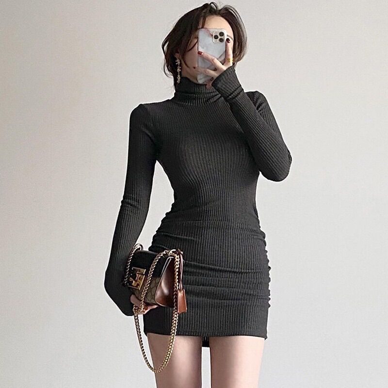 Đầm cổ lọ ôm đen xinh đẹp DL1