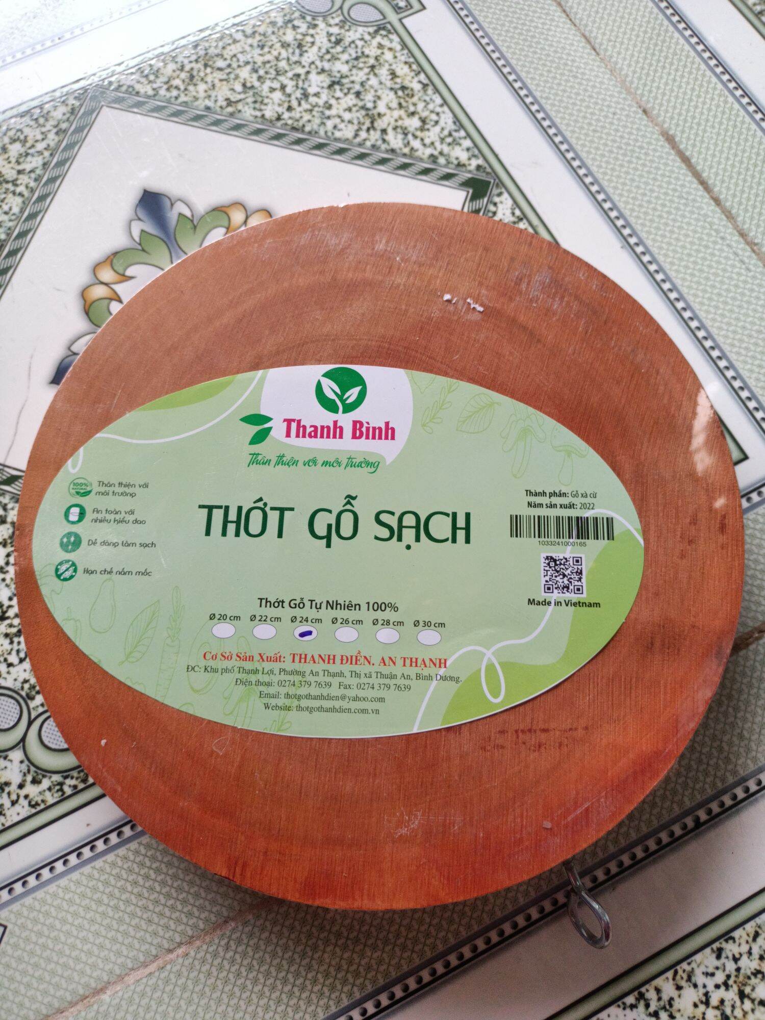 Thớt gỗ tròn đk 24cm