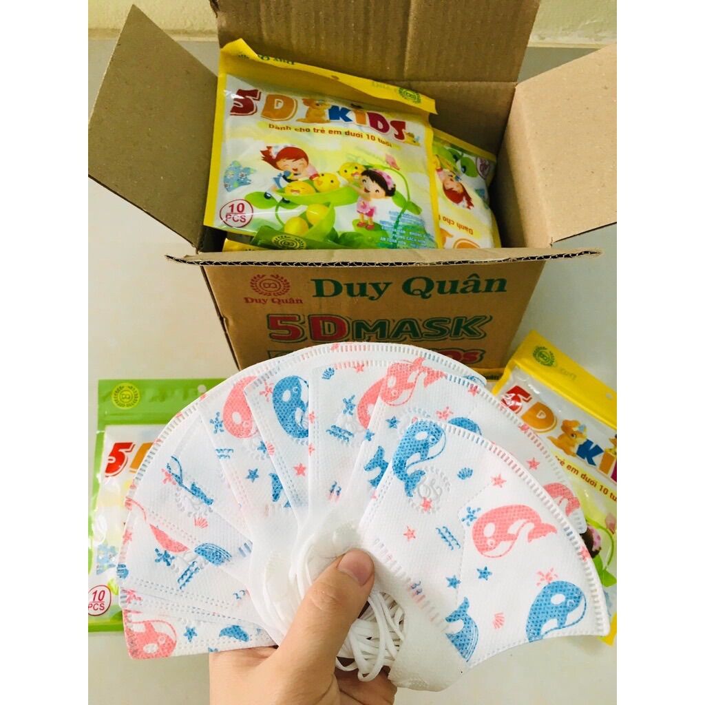 Sỉ 100 Cái Khẩu Trang 5D Cho Bé Từ 4-8 Tuổi