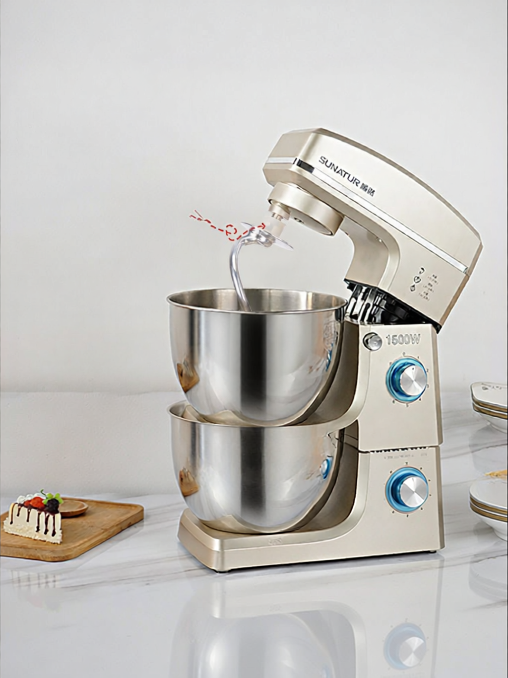 SUNATUR | Commercial & Home All-In-One Egg Beating Mixing Kneading Fully Automatic Stand Mixer 8L