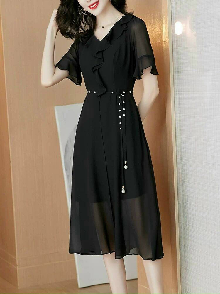 Váy đầm nữ trung niên dáng dài đẹp giá rẻ, váy đầm nữ cho người trung niên U40 U50 U60 dành cho mẹ sang trọng, mẫu váy đầm cao cấp dành cho người trung niên Lâm An D16