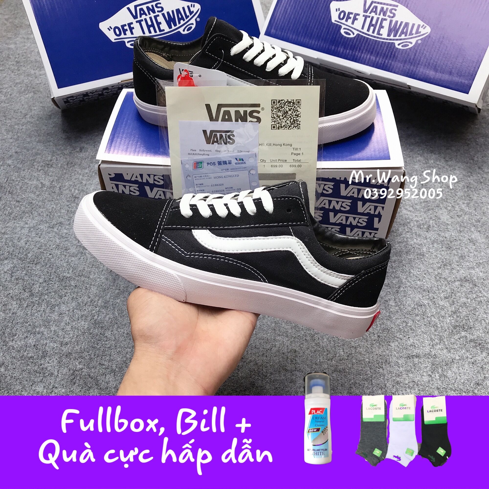 [Fullbox, Bill + Tất] Giày thể thao Vans Old Skool đen 36-43