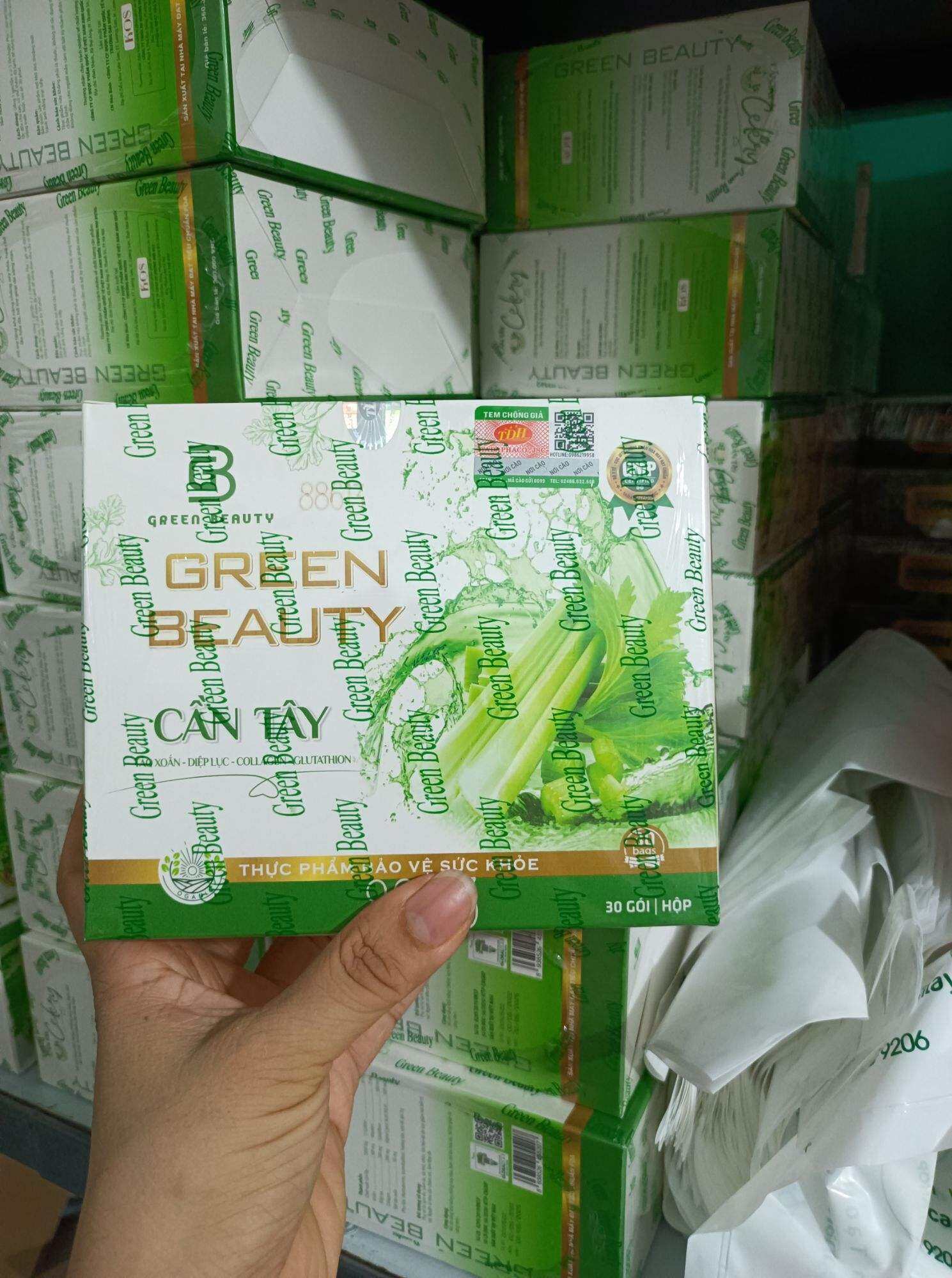 K lợi nhuận Nước ép Cần tây Green Beauty chuẩn hãng, hộp 30 gói date mới