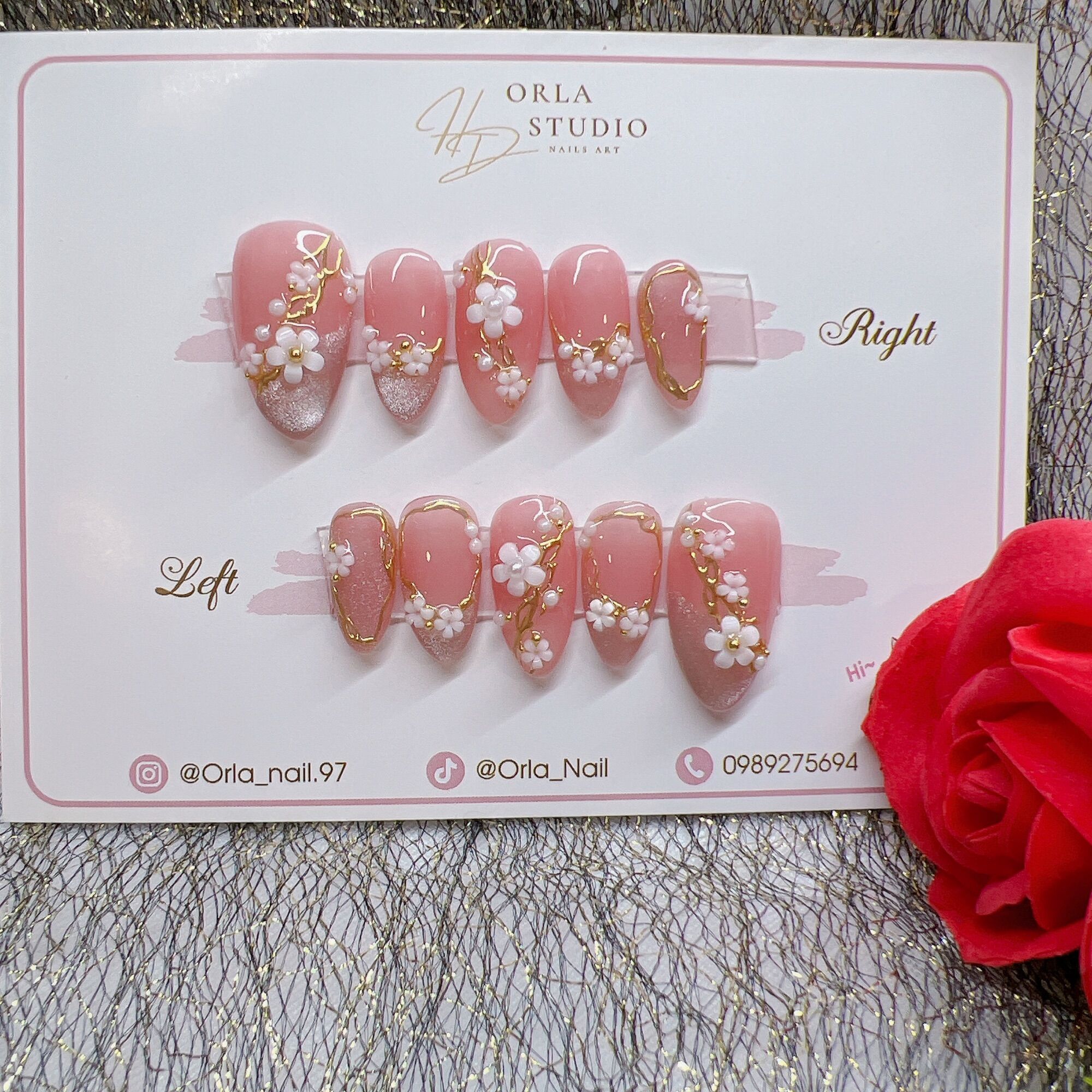 Nailbox thạch hồng kết hợp fench mắt mèo D812
