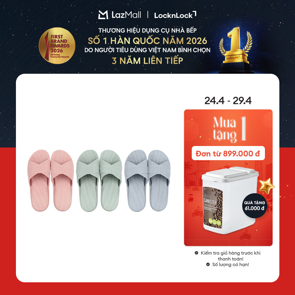 Dép nhựa đi trong nhà tắm LockLock 24-26cm - Nhiều màu, đệm êm chân, chống trượt, dép đi trong nhà, dép văn phòng ETM647/ETM649