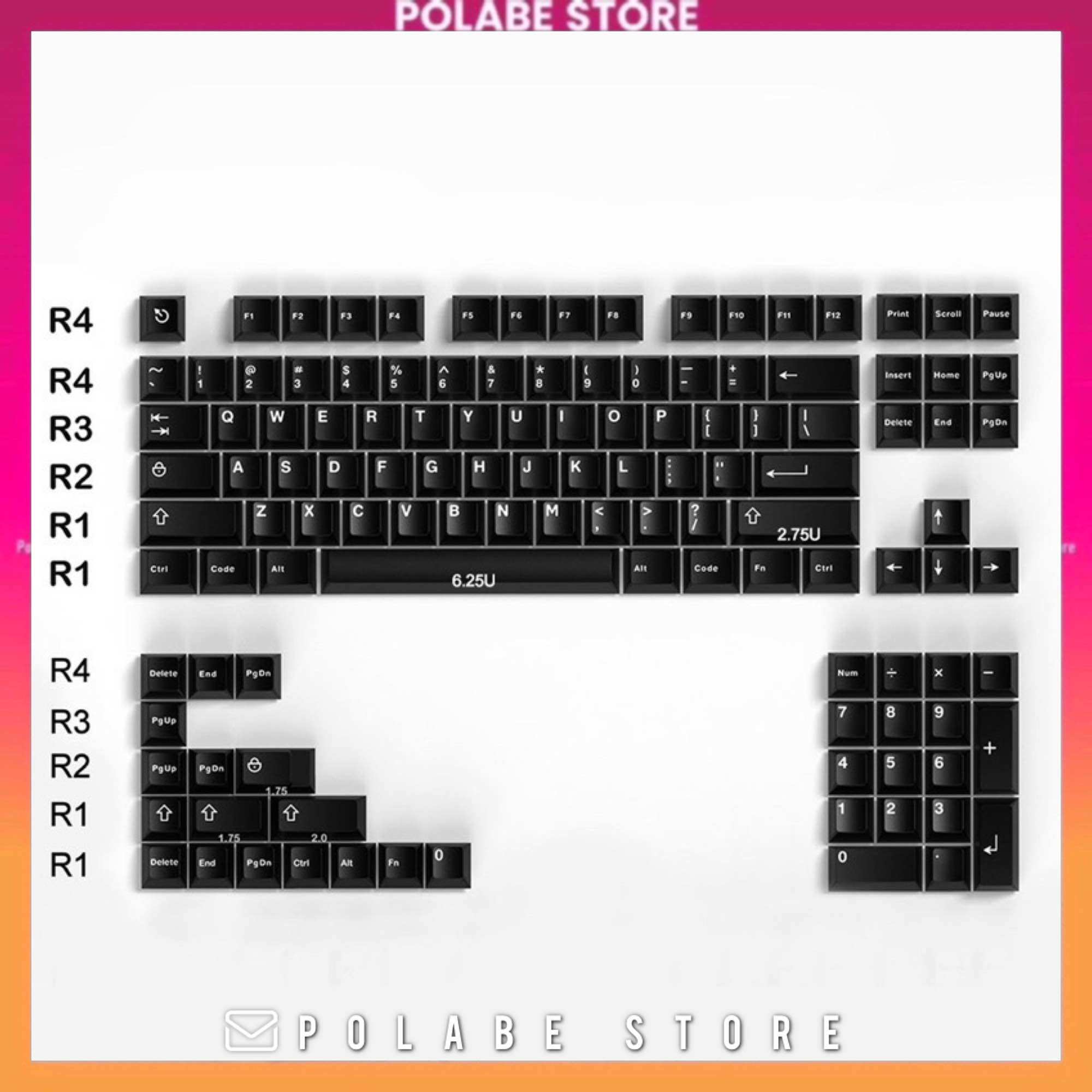 Nút bấm Keycap Aifei Cherry WoB v2 White on Black CMK Aifei Cherry Profile bàn phím cơ BoW Black on White Pyga Polabe Store