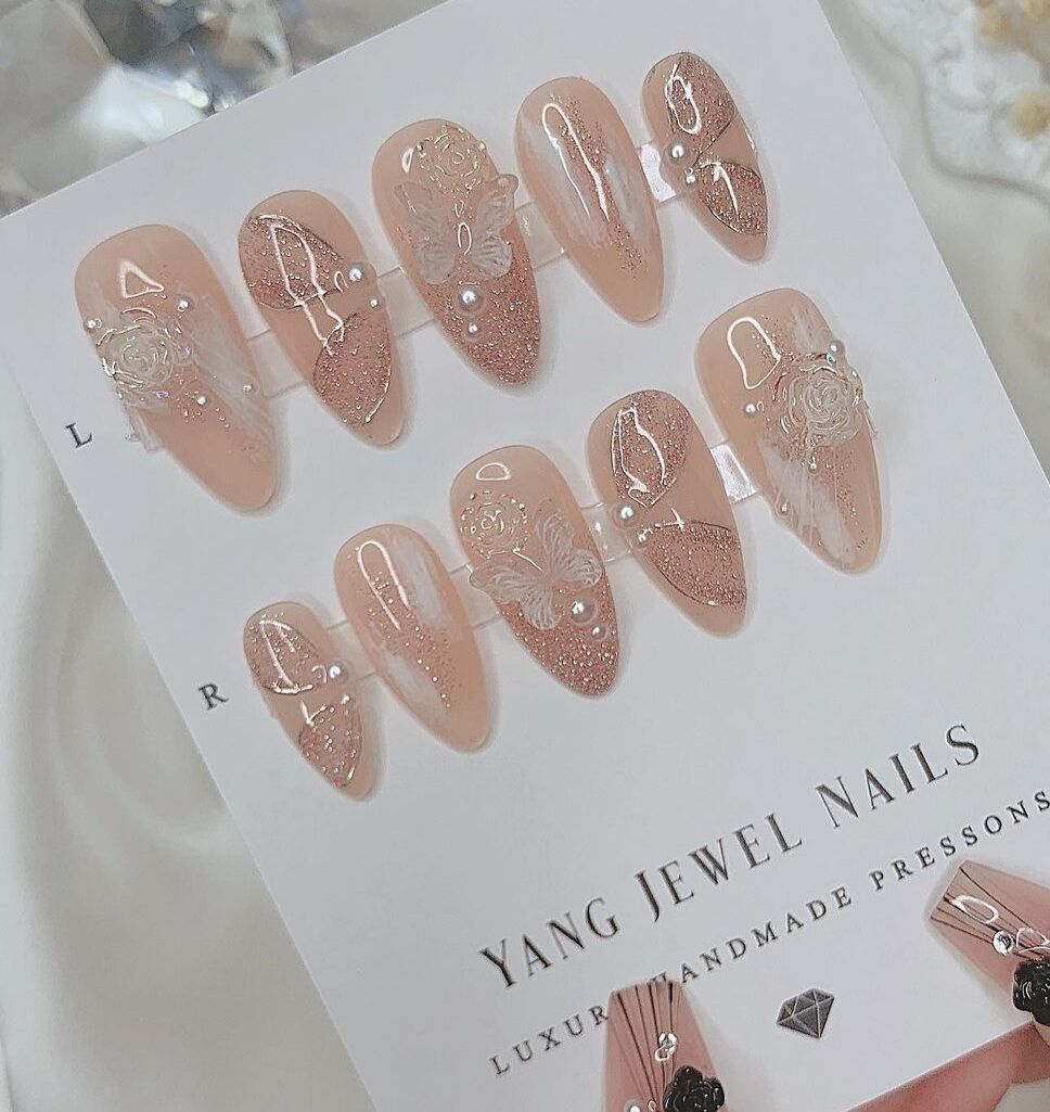 Nailbox thiết kế , màu cam nhũ siêu sáng  - 1