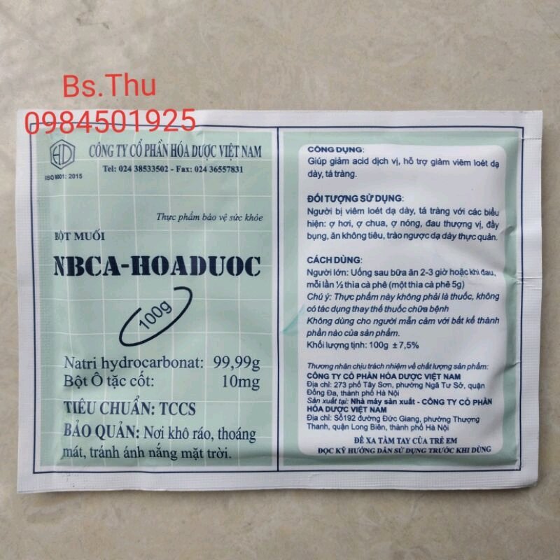 Bột muối dạ dày nabica nabicar nubicar nbca-hoaduoc 100g tạo môi trường kiềm