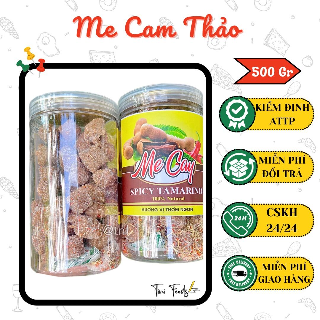 Kẹo me cay vị cam thảo, ô mai me cam thảo - hũ pet 500g