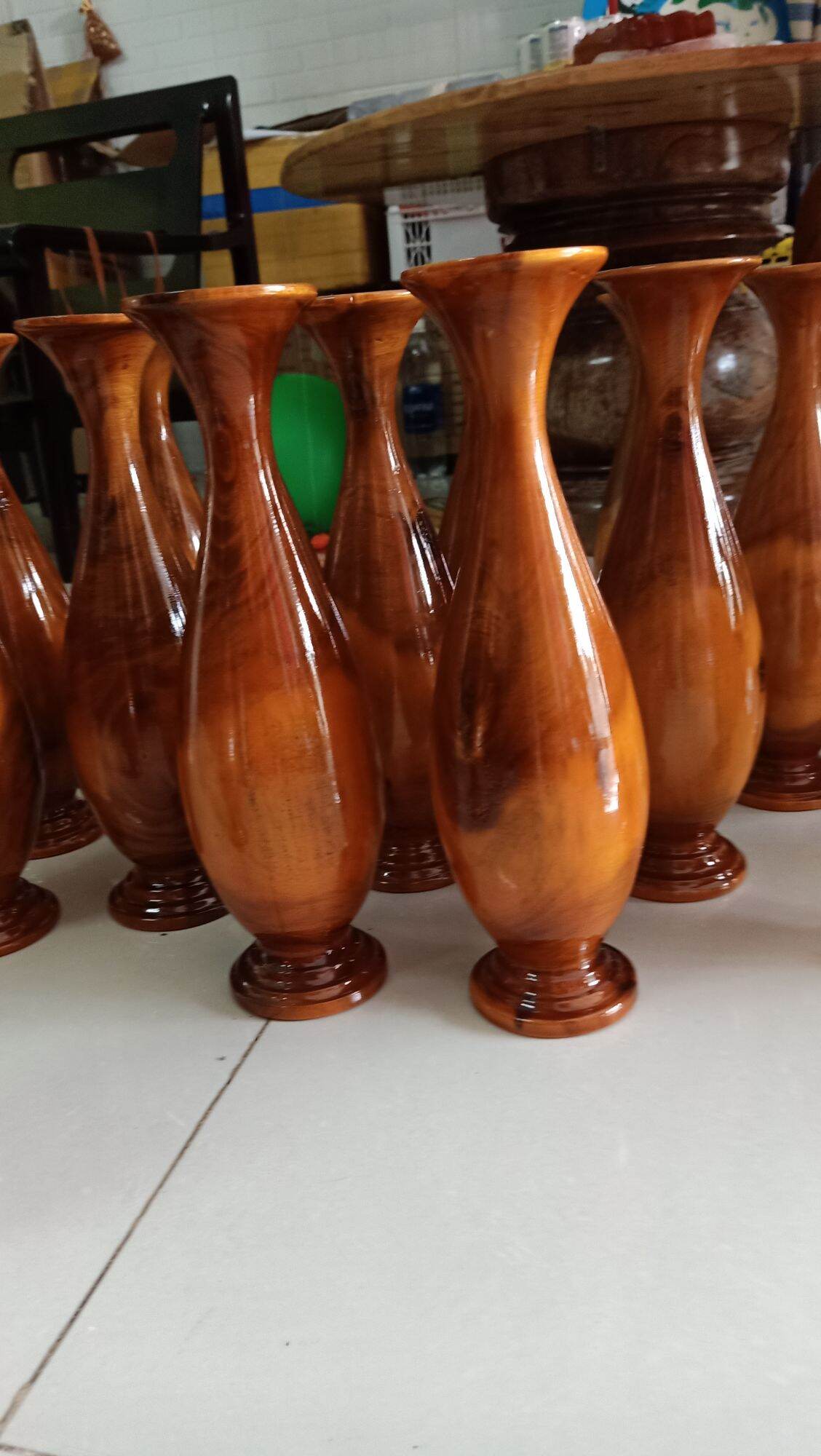 cặp bình gỗ tràm cao 30cm trang trí phong thủy
