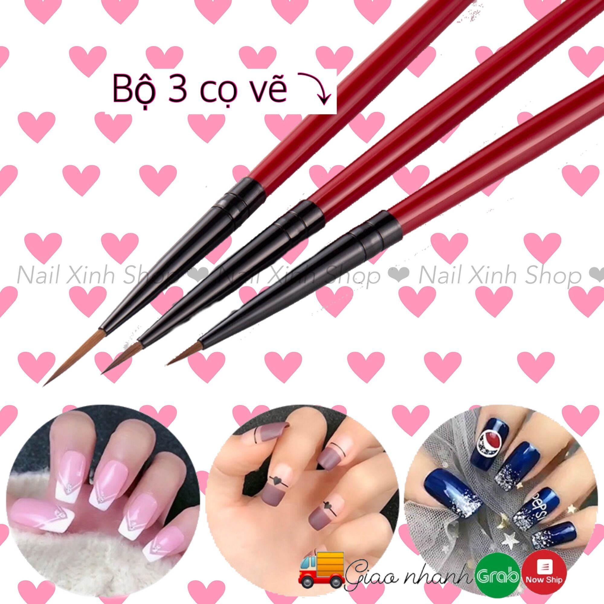 [HCM]Set 3 cọ vẽ nail cho dân làm móng nghệ thuật