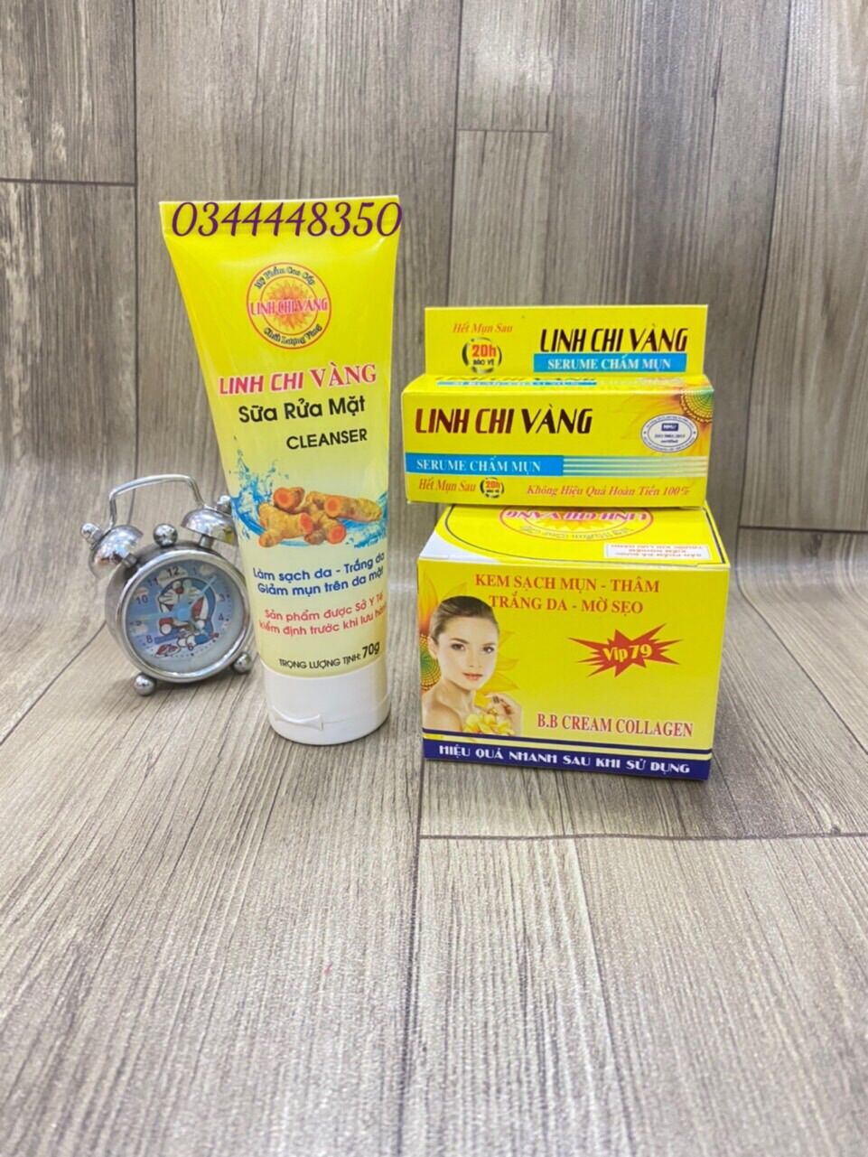 Combo kem sạch mụn linh chi vàng ( serum 10ml )