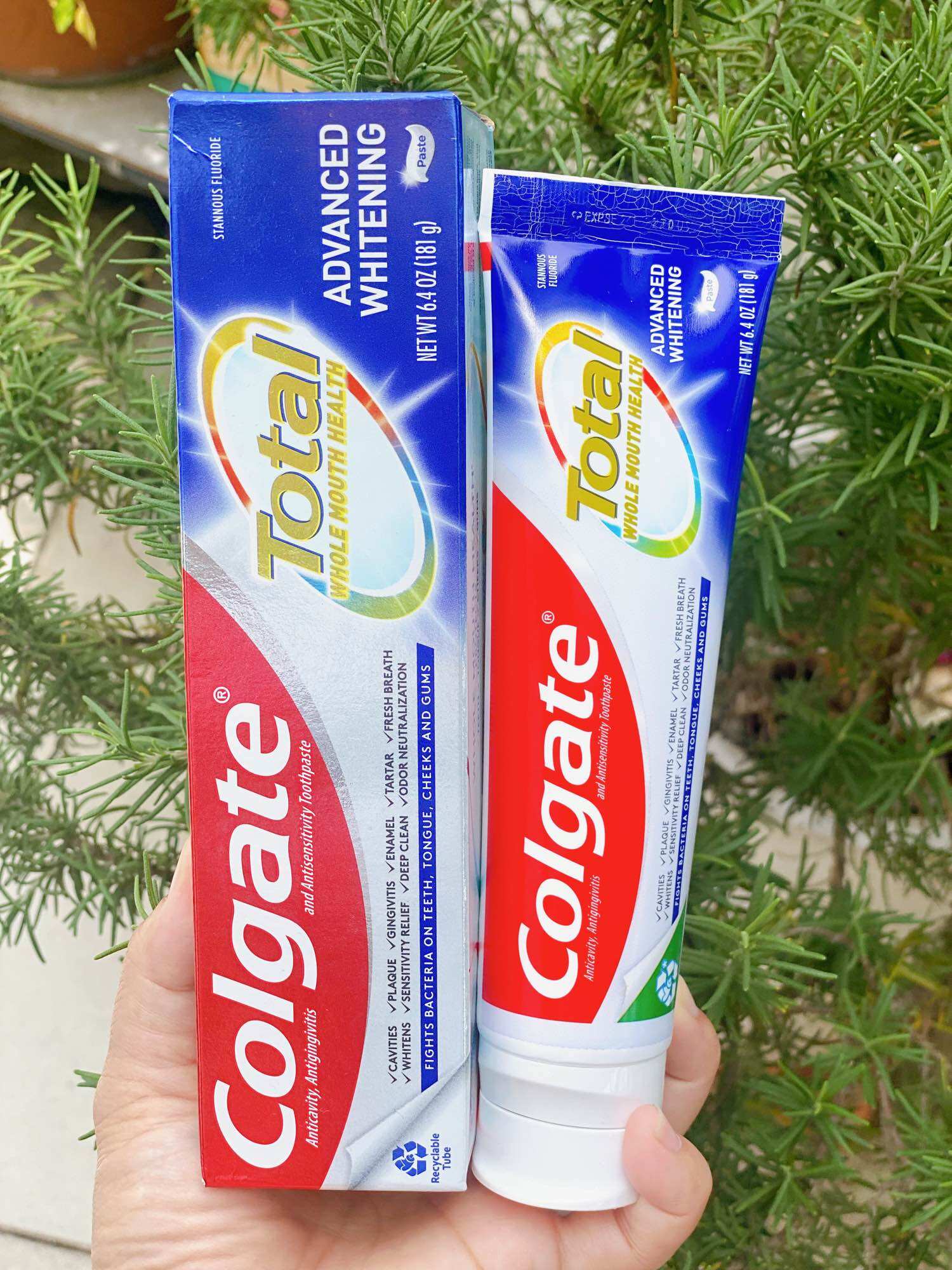 Combo 2 cây kem đánh răng Mỹ Colgate total advanced whitening 181g