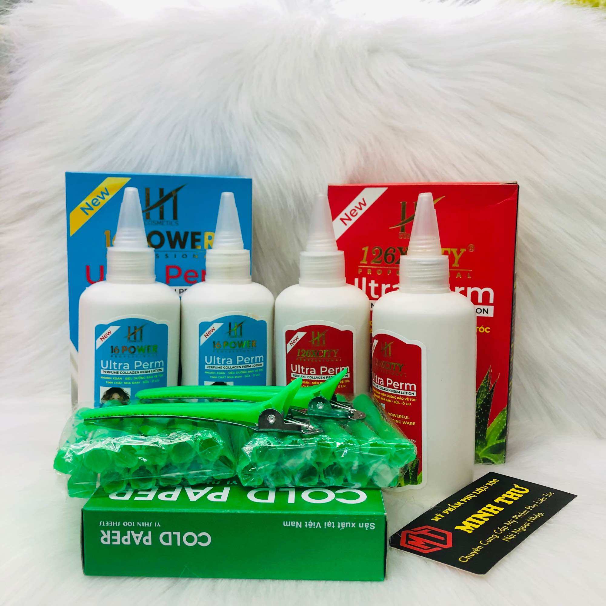 Combo dành cho tóc nam uốn lạnh 16 power nhanh xoăn siêu dưỡng + dụng cụ dùng để uốn tại nhà .