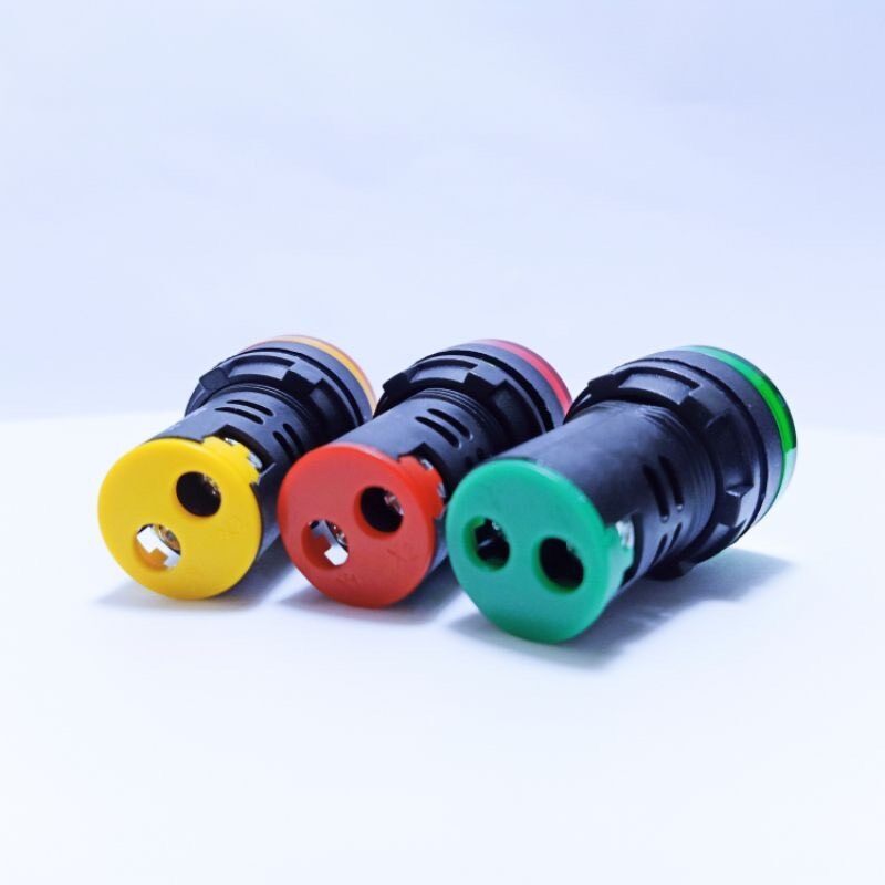 Đèn báo pha tủ điện phi 22mm 220V Xanh - Đỏ - Vàng