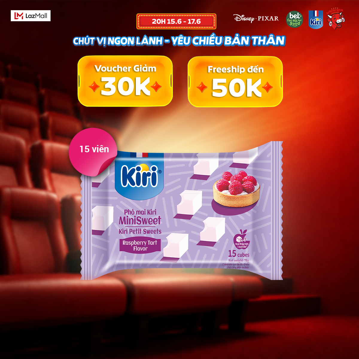 Phô Mai Kiri Vị Mâm xôi 15C 78G