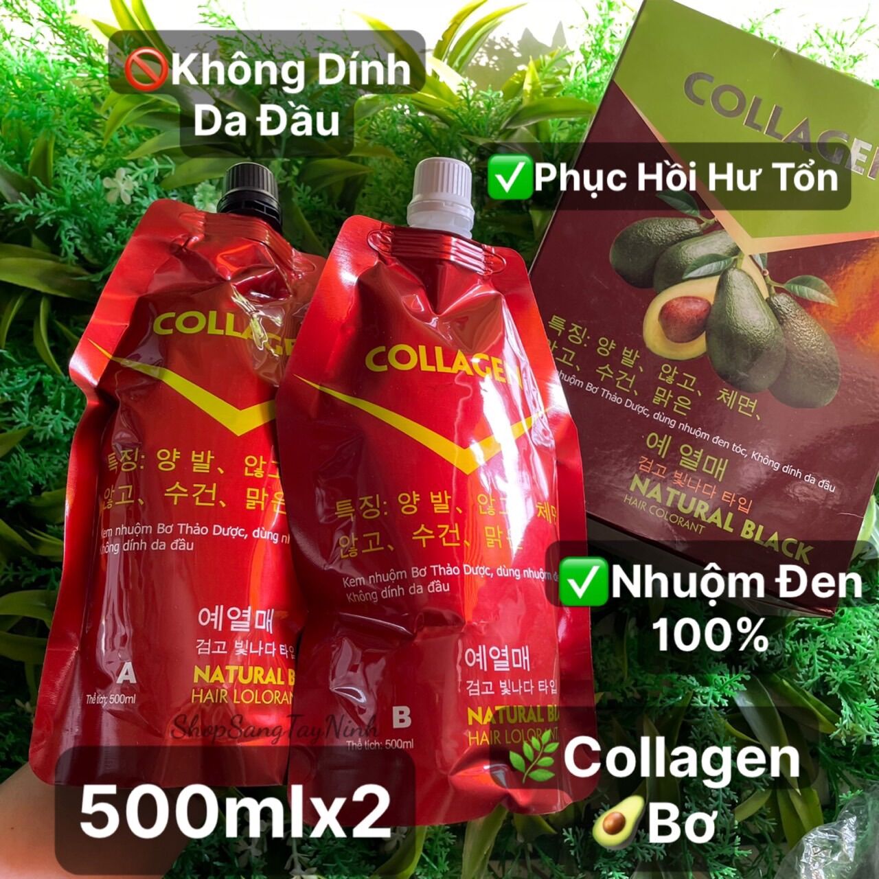 Nhuộm phủ bạc 100% đen collagen 500mlx2