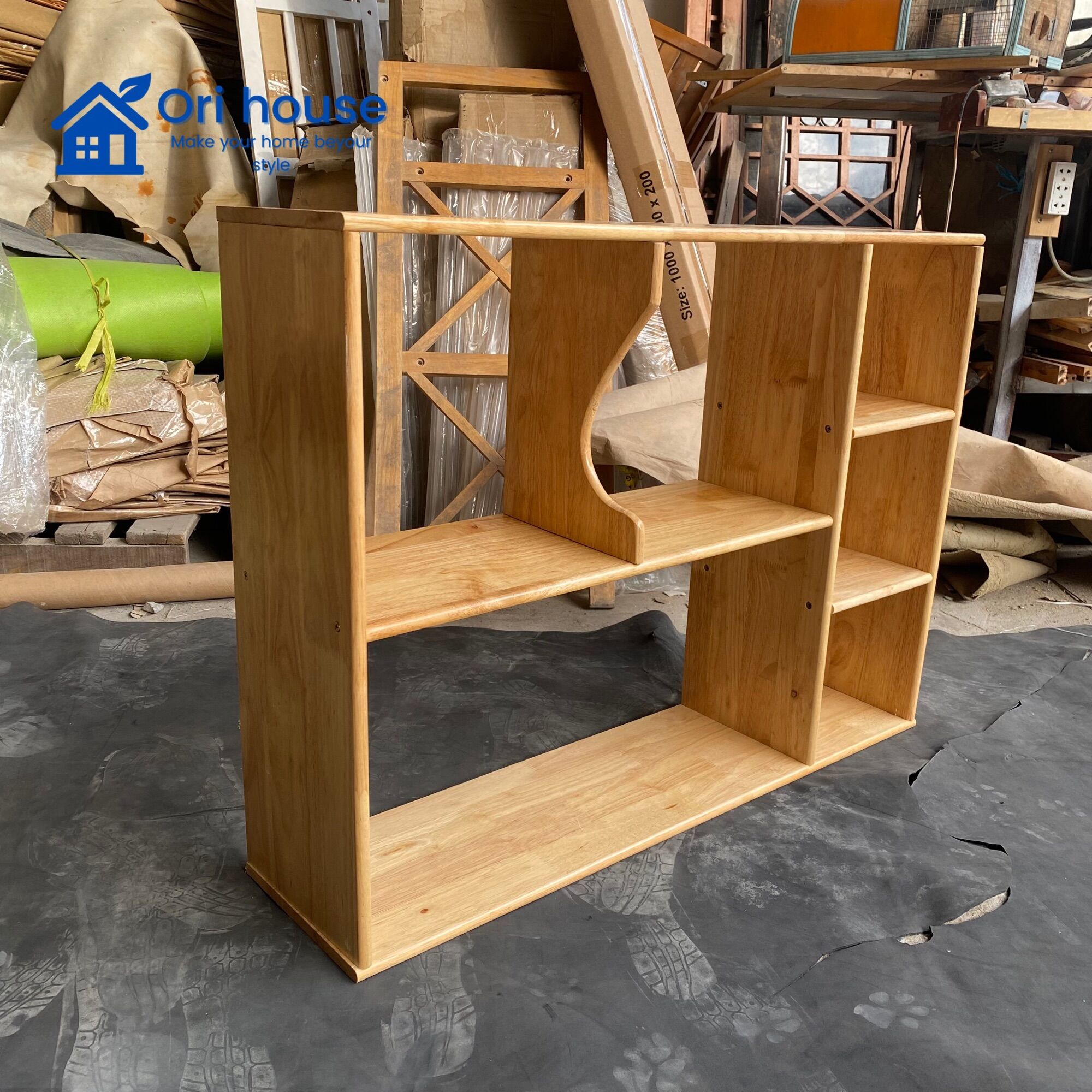 Kệ sách treo tường gỗ cao su ngang 80cm cao 63 chắc chắn đa năng