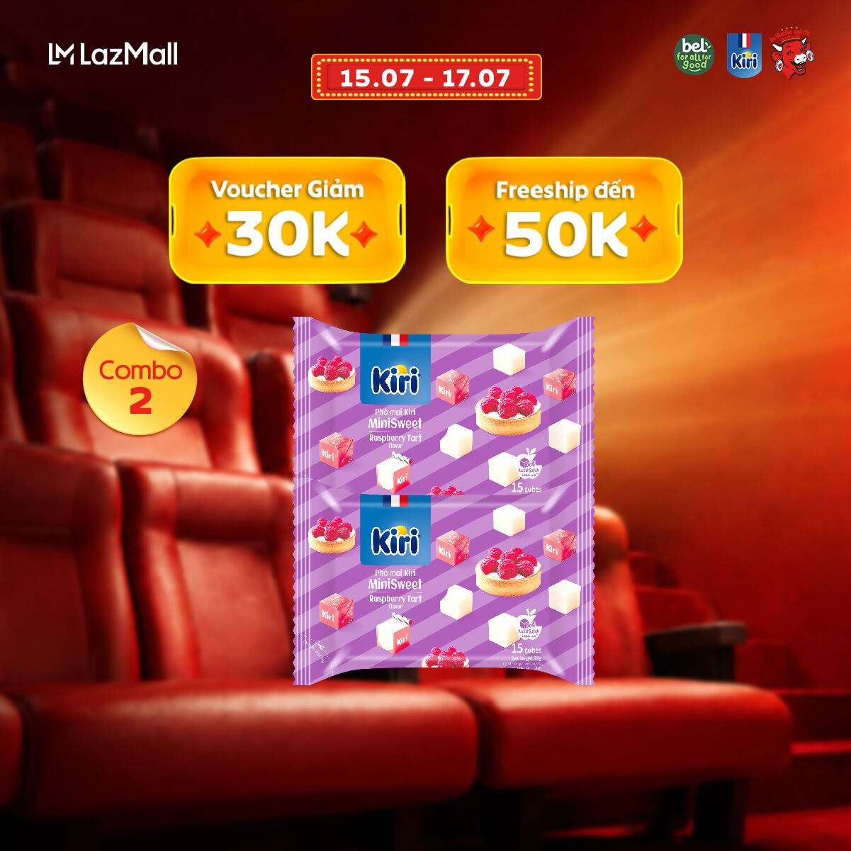 Combo 2 Phô mai Kiri vị mâm xôi 15C 78g