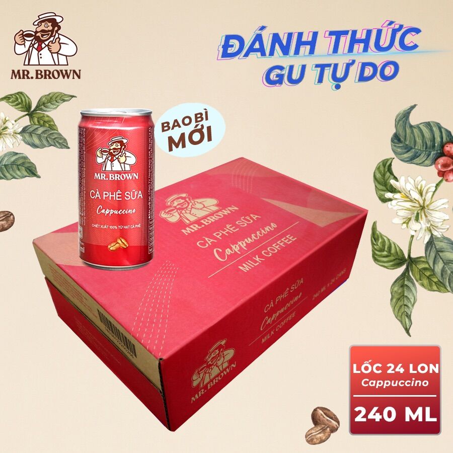 Lốc 6 lon cà phê Mr.Brown Cappuccino (240ml)