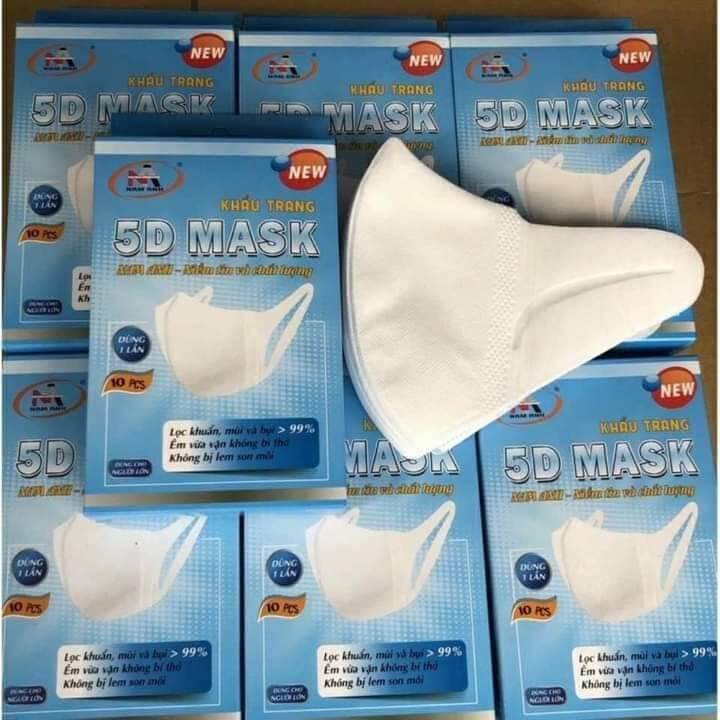 Sỉ 10 Hộp (100cái) Khẩu Trang 5d Mask Nam Anh