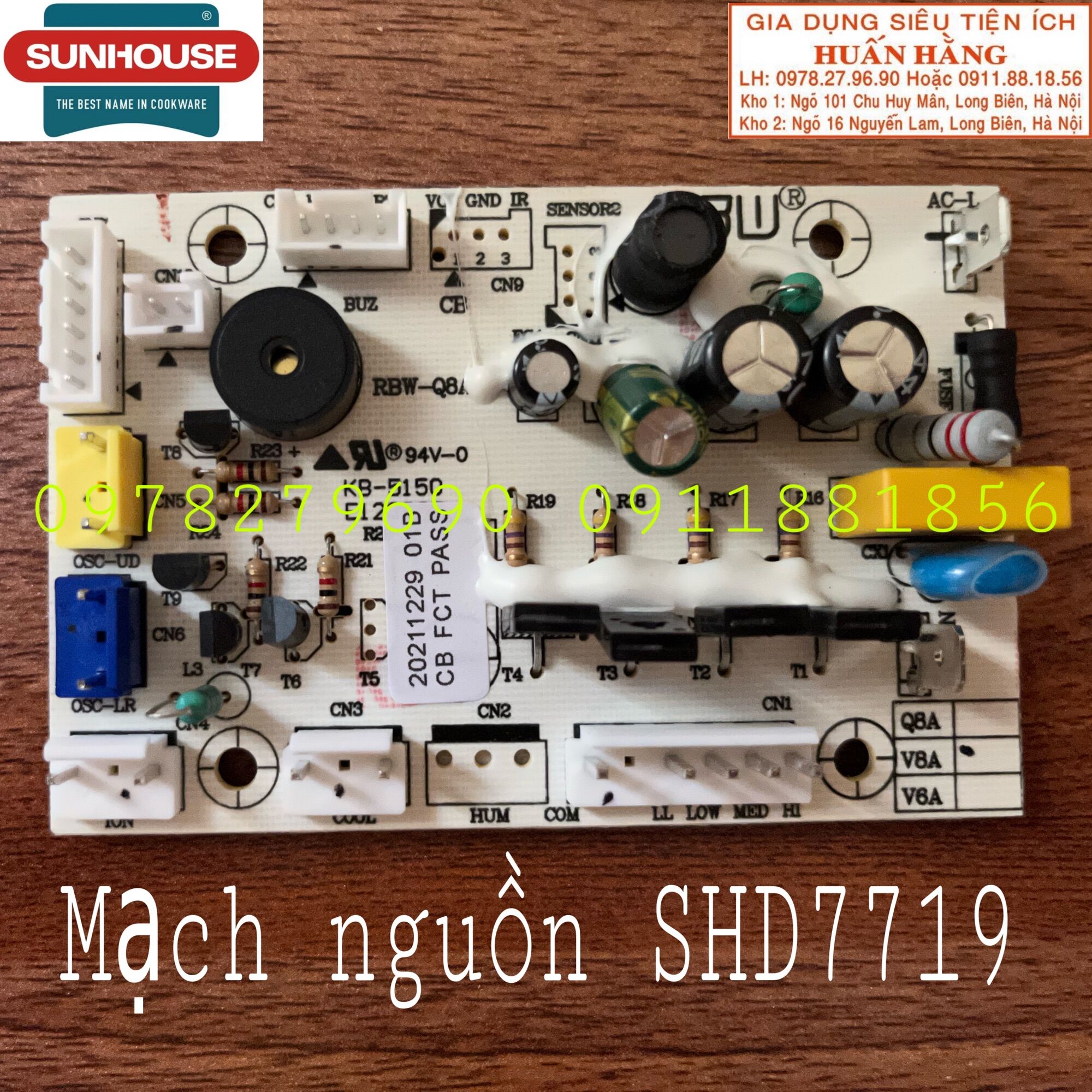 Linh kiện chính hãng - Quạt điều hoà Sunhouse SHD7719: Mạch nguồn, bánh xe, mottor đảo gió
