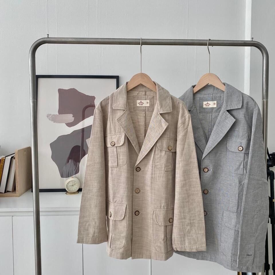 [HIMSTYLE] Áo Khoác Nam Blazer Chất Linen Bố