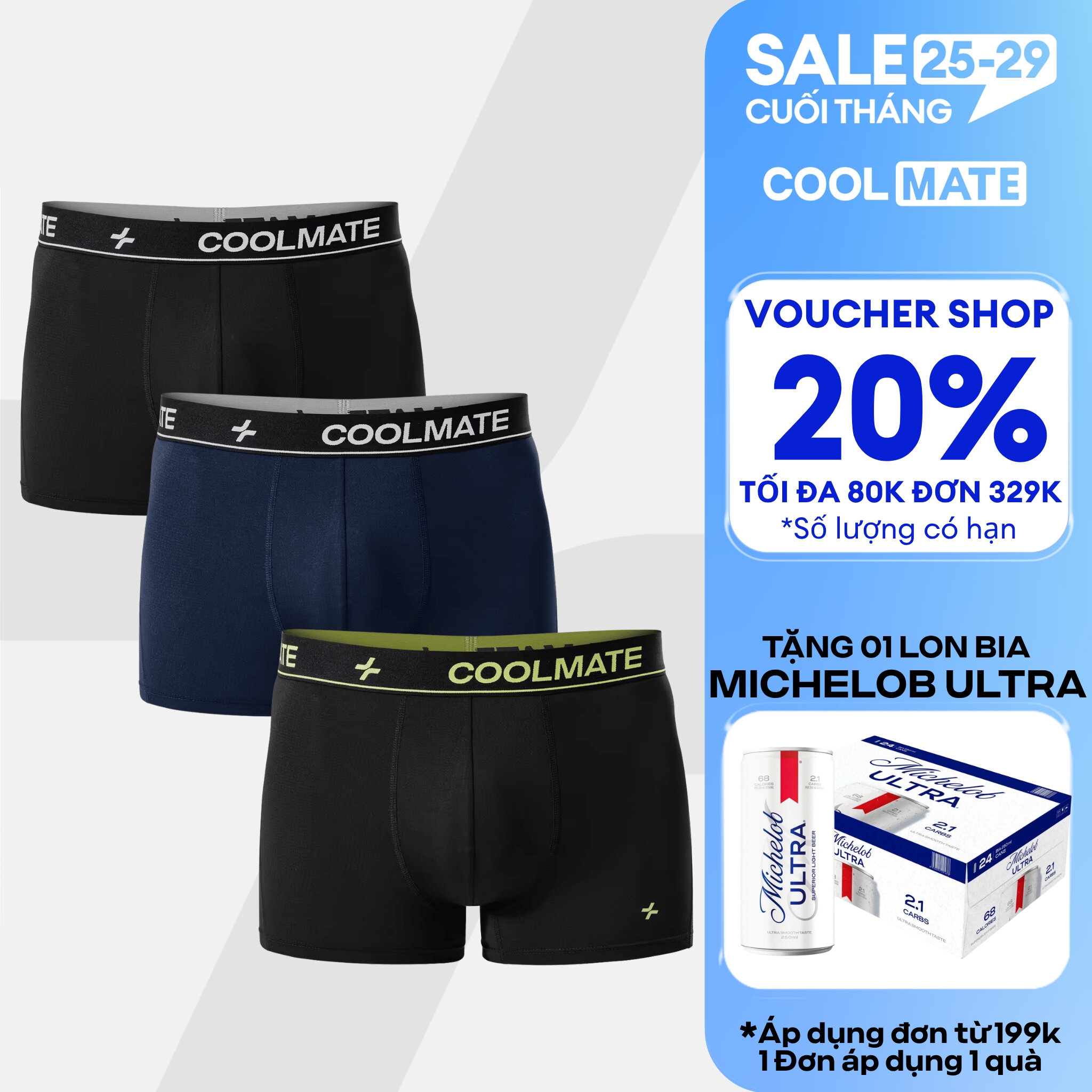 Combo 3 Quần Lót Nam Trunk AirMax Mesh Thoáng mát, Nhanh Khô, Co giãn - Coolmate