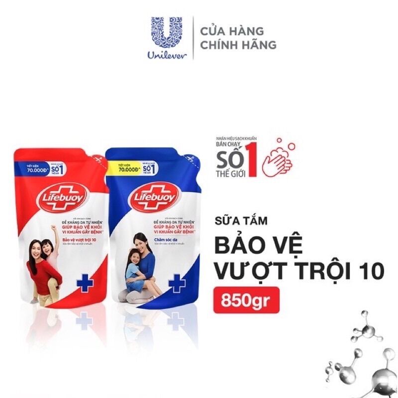 Sữa tắm Túi Lifebouy 850g bảo vệ mùa dịch hàng mới giá mới