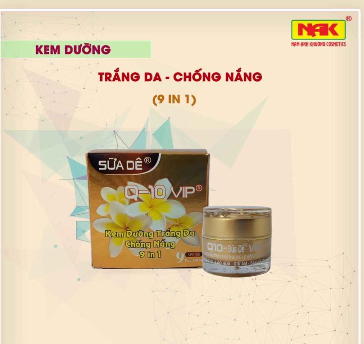 Kem q10 sữa dê dưỡng trắng da chống nắng 9 in 1