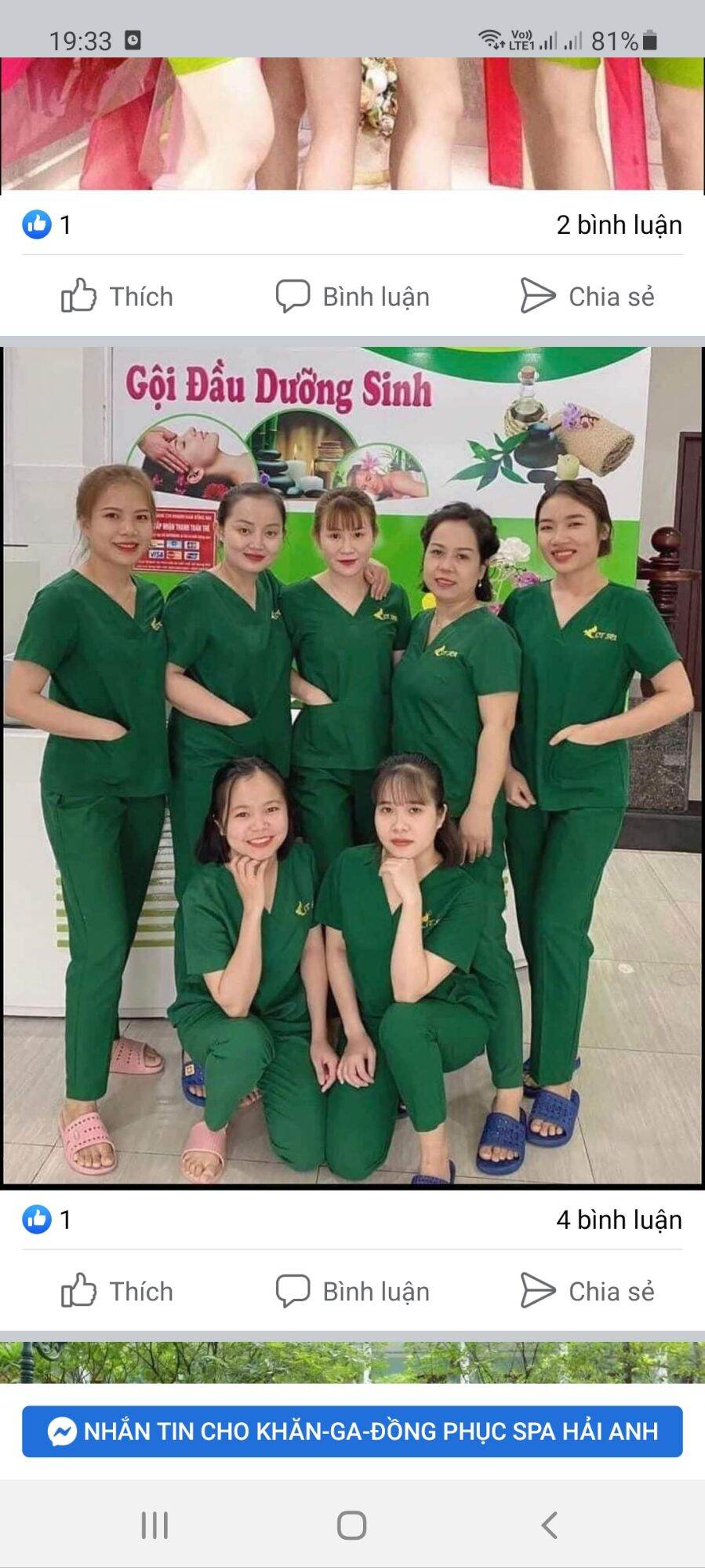 Đồng phục spa màu xanh két