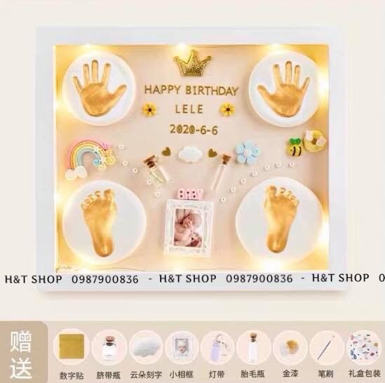 (Inbox gửi ảnh bé) 28x33cm Khung In Dấu Chân Tay Bé