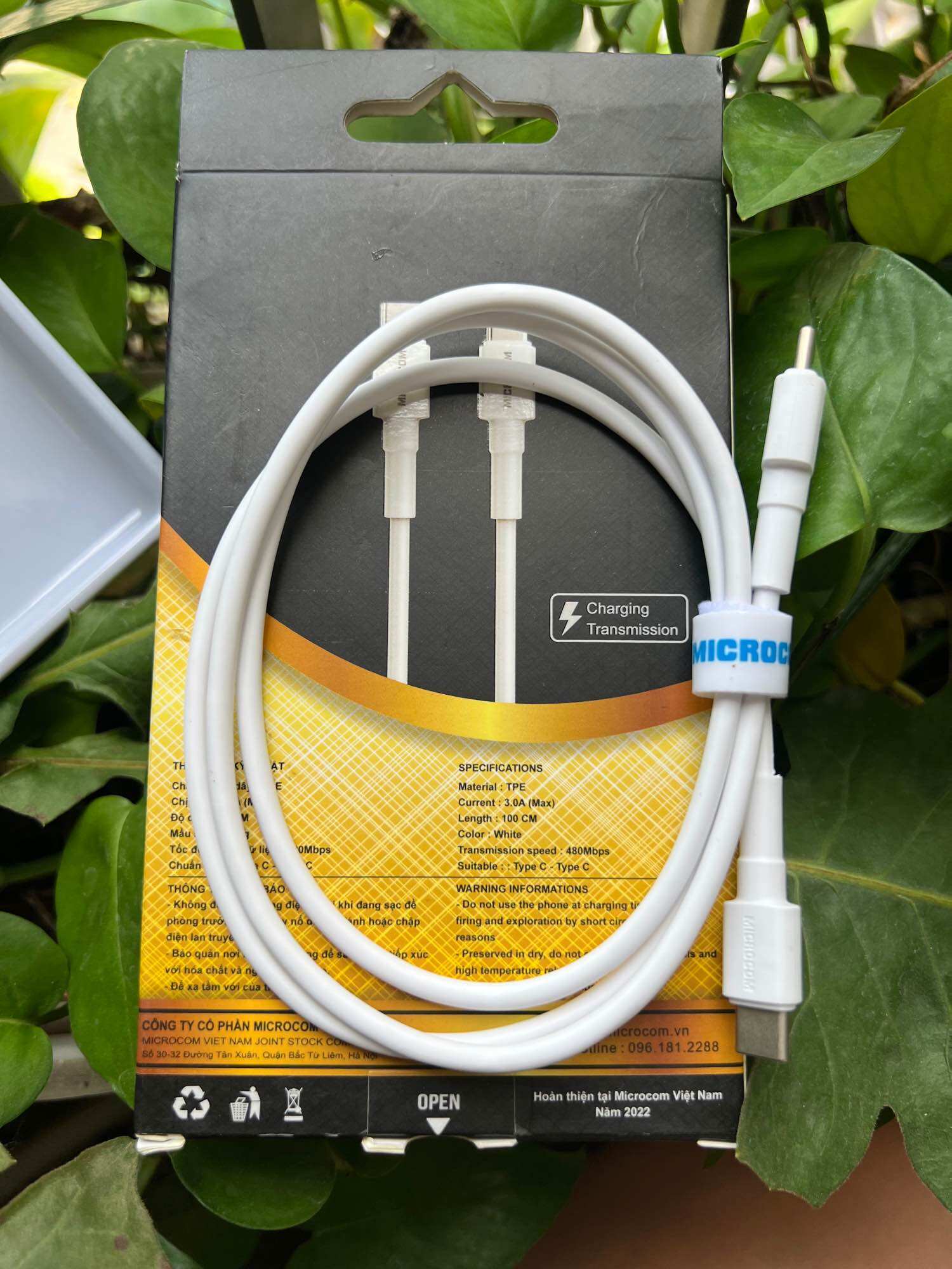 Dây Cáp Sạc Nhanh Type C sang TypeC hàng chính hãng microcom