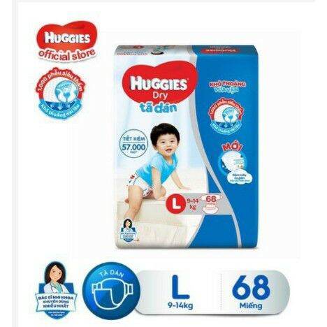 Tã bỉm dán Huggies L 68 miếng. Date 2024