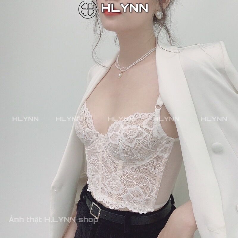 M157 Áo corset ren quai lưới có gọng mút mỏng