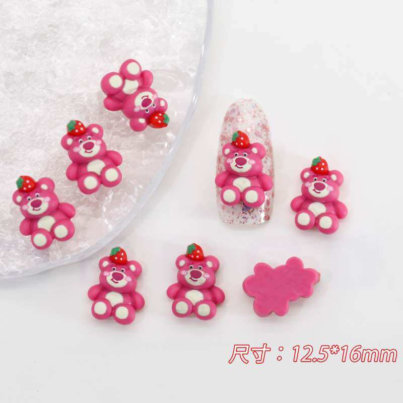 10cái charm gấu dâu làm nail siêu cute size to