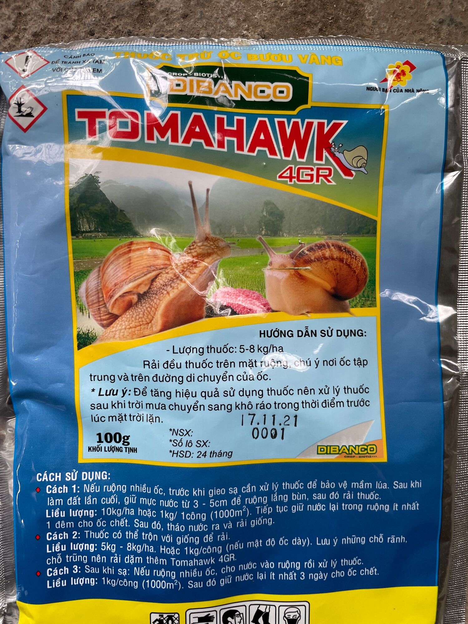 Bả Trừ Sên Tomahawk 4GR - gói 100gram