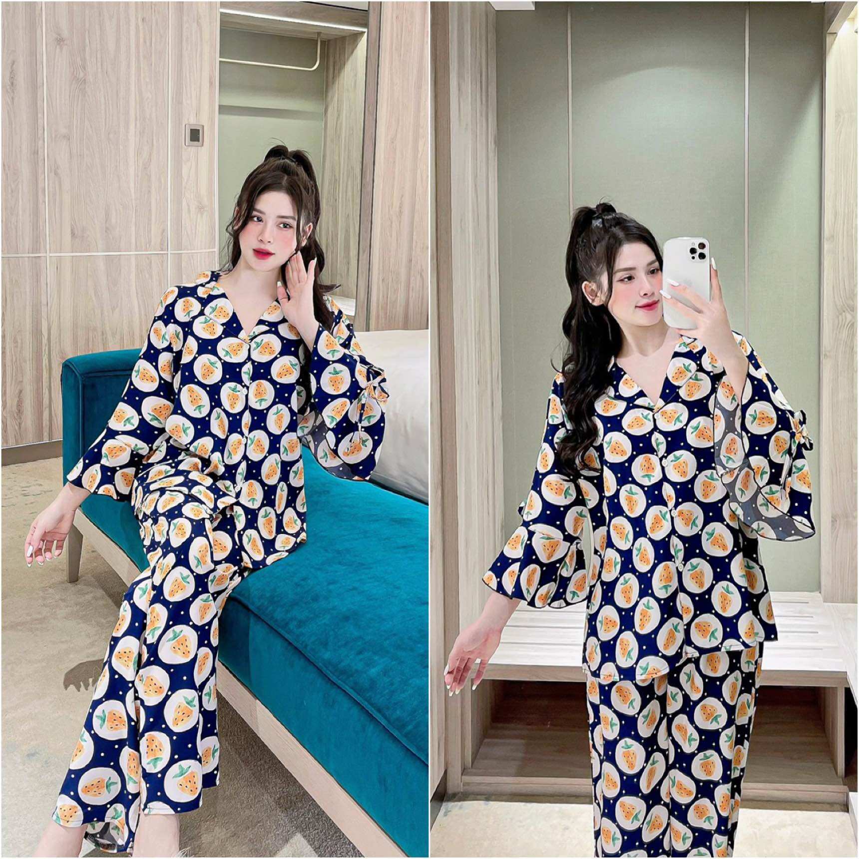 Đồ Bộ Bigsize 55-100kg Lụa Nhật Tiểu Thư Tay Lỡ Quần Dài