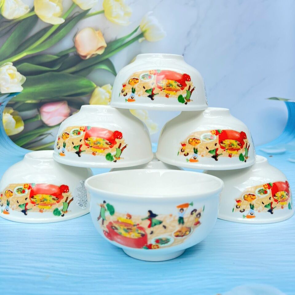 Bộ 10 bát ăn cơm họa tiết anh đào- chén sứ, bát ăn cơm